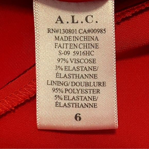 A.L.C. Women's Ann Top Size 6 Cherry Red Crepe Peplum Back Zipper - Picture 9 of 12